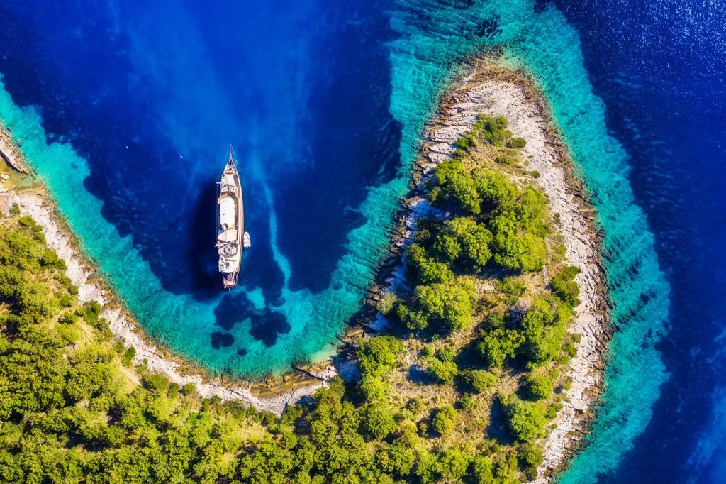 Yacht at anchor