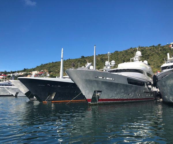Yacht bows from port side St Barths