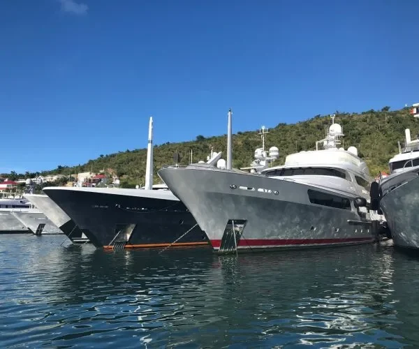 Yacht bows from port side St Barths scaled